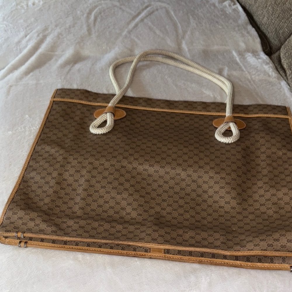 **Non-Authenticated** Vintage Gucci GG Canvas Leather Dual Braided Rope Handles - Picture 8 of 13